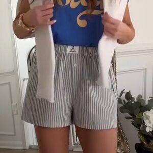 Green & white cotton boxer shorts